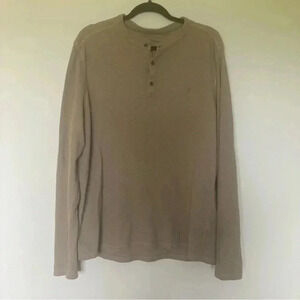 All Saints beige waffle knit  long sleeve tee
